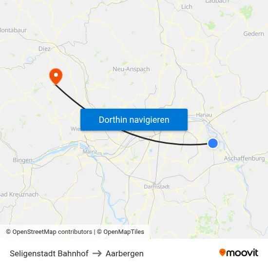 Seligenstadt Bahnhof to Aarbergen map
