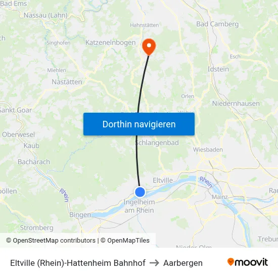 Eltville (Rhein)-Hattenheim Bahnhof to Aarbergen map