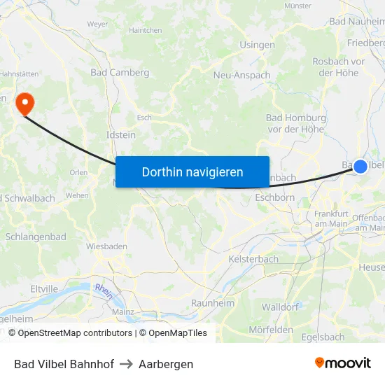Bad Vilbel Bahnhof to Aarbergen map
