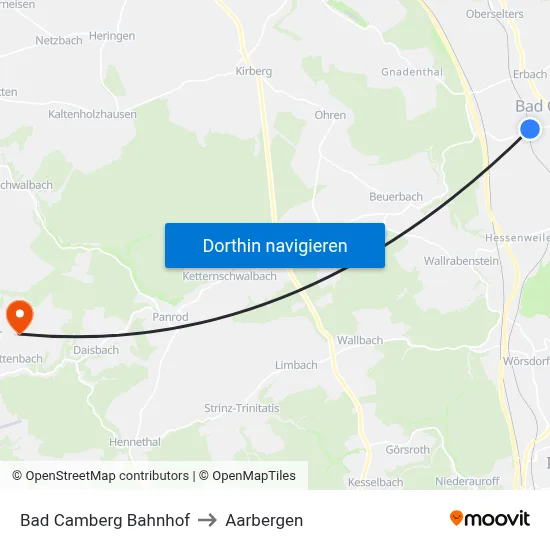 Bad Camberg Bahnhof to Aarbergen map