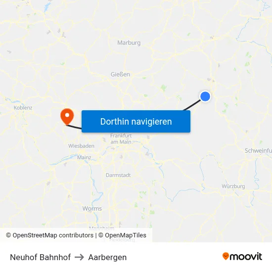 Neuhof Bahnhof to Aarbergen map