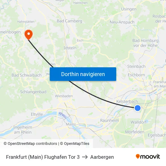 Frankfurt (Main) Flughafen Tor 3 to Aarbergen map