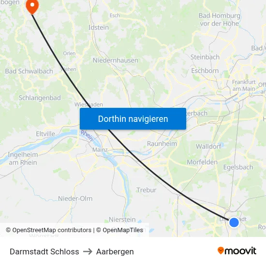 Darmstadt Schloss to Aarbergen map