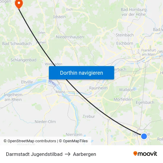 Darmstadt Jugendstilbad to Aarbergen map