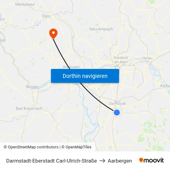 Darmstadt-Eberstadt Carl-Ulrich-Straße to Aarbergen map
