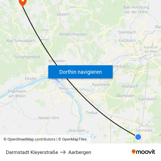 Darmstadt Kleyerstraße to Aarbergen map