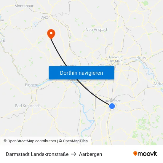 Darmstadt Landskronstraße to Aarbergen map