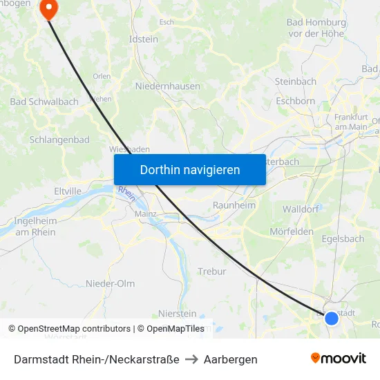 Darmstadt Rhein-/Neckarstraße to Aarbergen map