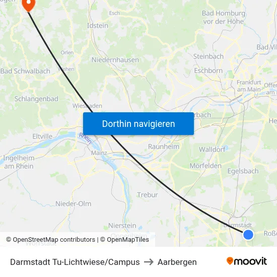 Darmstadt Tu-Lichtwiese/Campus to Aarbergen map