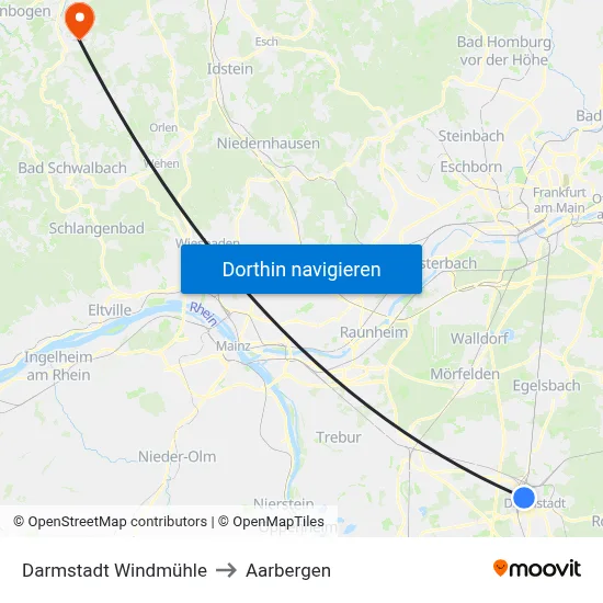 Darmstadt Windmühle to Aarbergen map