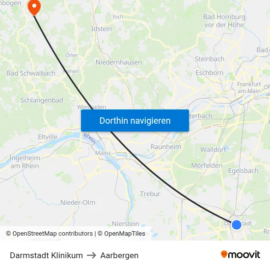 Darmstadt Klinikum to Aarbergen map