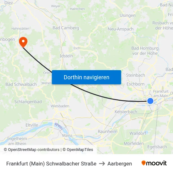Frankfurt (Main) Schwalbacher Straße to Aarbergen map