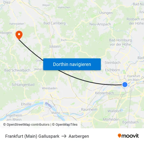 Frankfurt (Main) Galluspark to Aarbergen map