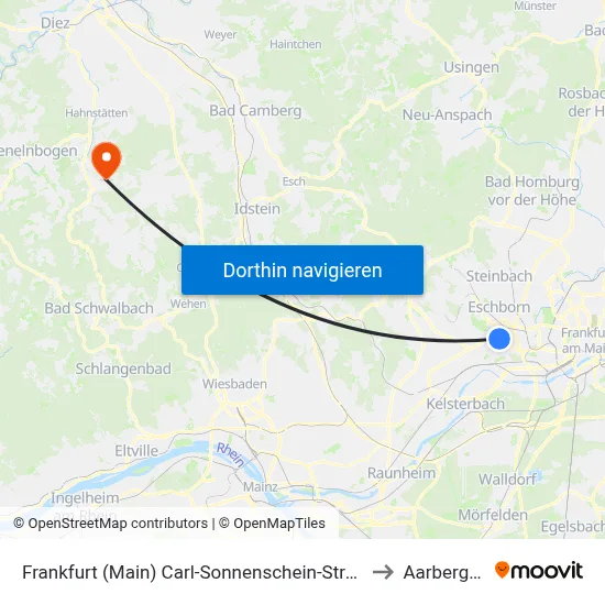 Frankfurt (Main) Carl-Sonnenschein-Straße to Aarbergen map