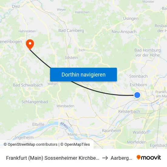 Frankfurt (Main) Sossenheimer Kirchberg to Aarbergen map