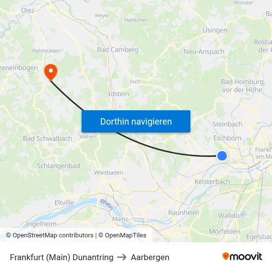Frankfurt (Main) Dunantring to Aarbergen map