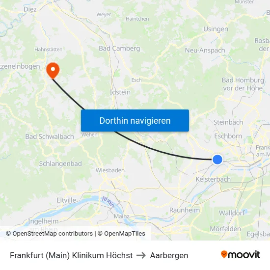 Frankfurt (Main) Klinikum Höchst to Aarbergen map