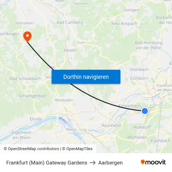 Frankfurt (Main) Gateway Gardens to Aarbergen map