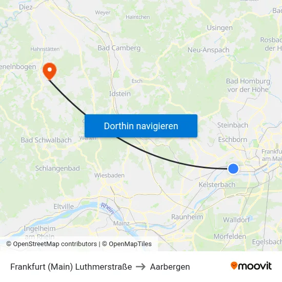 Frankfurt (Main) Luthmerstraße to Aarbergen map