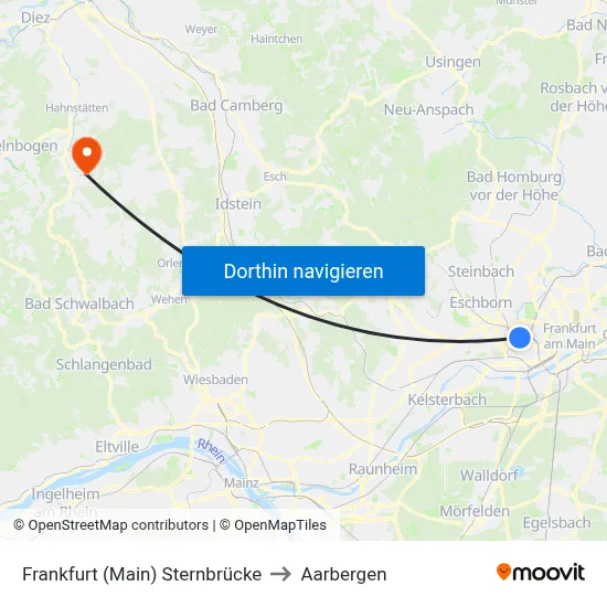 Frankfurt (Main) Sternbrücke to Aarbergen map