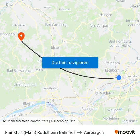 Frankfurt (Main) Rödelheim Bahnhof to Aarbergen map