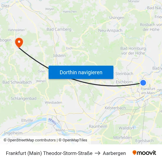 Frankfurt (Main) Theodor-Storm-Straße to Aarbergen map