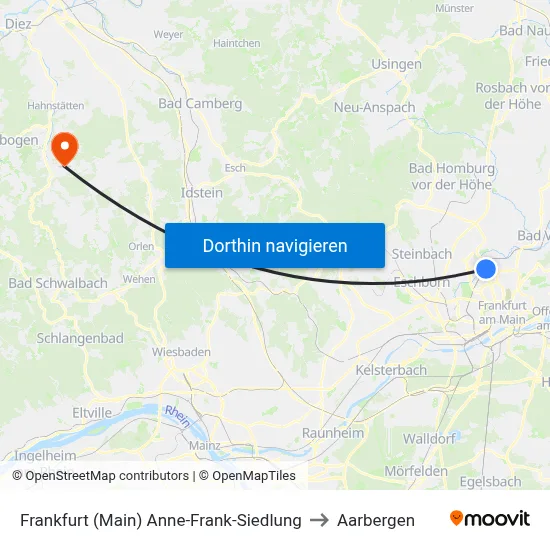 Frankfurt (Main) Anne-Frank-Siedlung to Aarbergen map