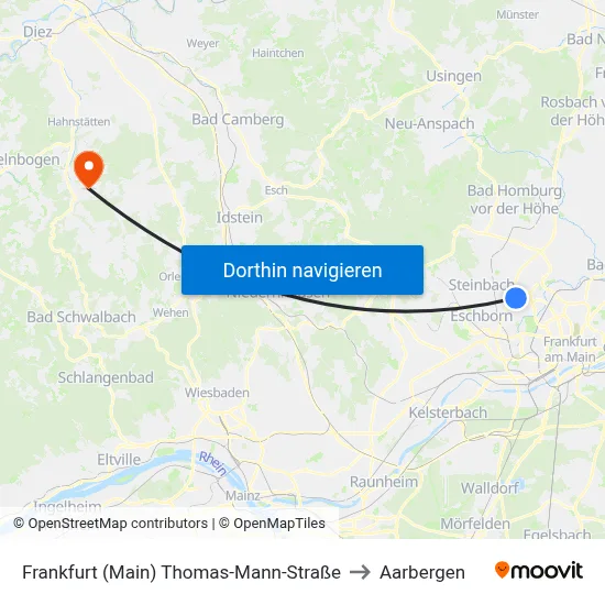 Frankfurt (Main) Thomas-Mann-Straße to Aarbergen map