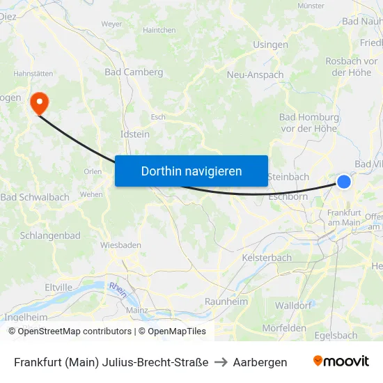Frankfurt (Main) Julius-Brecht-Straße to Aarbergen map