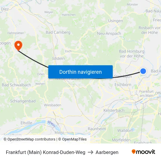 Frankfurt (Main) Konrad-Duden-Weg to Aarbergen map