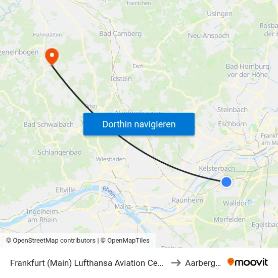 Frankfurt (Main) Lufthansa Aviation Center to Aarbergen map