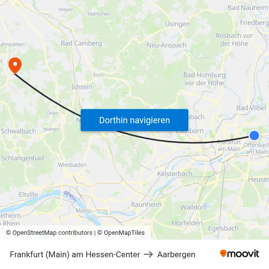Frankfurt (Main) am Hessen-Center to Aarbergen map