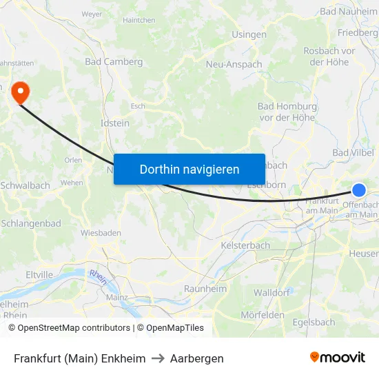 Frankfurt (Main) Enkheim to Aarbergen map