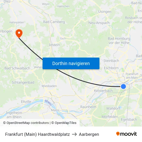 Frankfurt (Main) Haardtwaldplatz to Aarbergen map