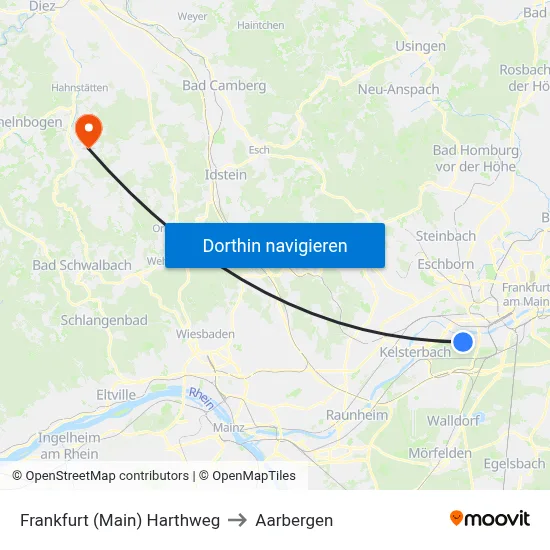 Frankfurt (Main) Harthweg to Aarbergen map