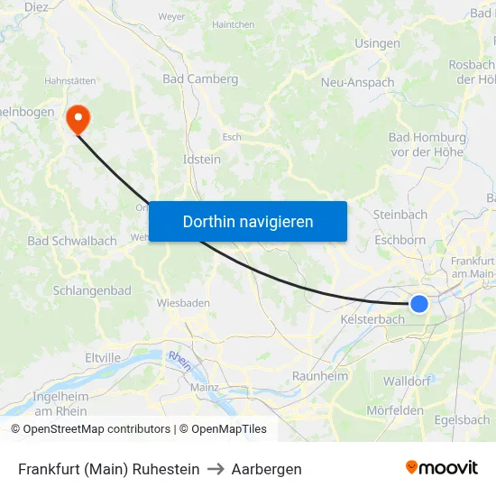 Frankfurt (Main) Ruhestein to Aarbergen map