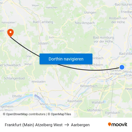 Frankfurt (Main) Atzelberg West to Aarbergen map