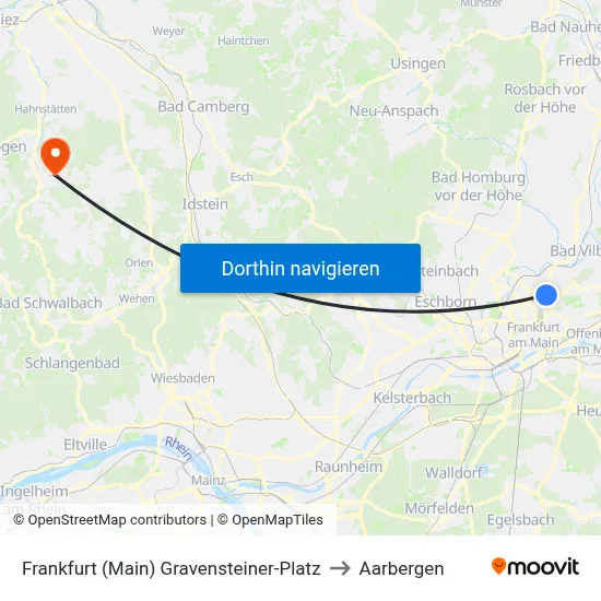 Frankfurt (Main) Gravensteiner-Platz to Aarbergen map