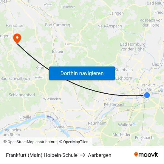 Frankfurt (Main) Holbein-Schule to Aarbergen map