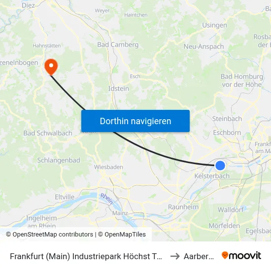 Frankfurt (Main) Industriepark Höchst Tor H831 to Aarbergen map