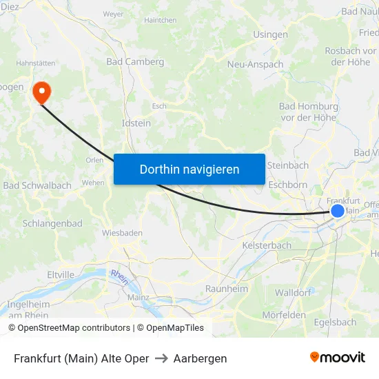 Frankfurt (Main) Alte Oper to Aarbergen map