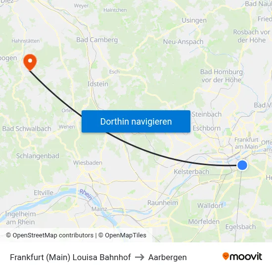 Frankfurt (Main) Louisa Bahnhof to Aarbergen map