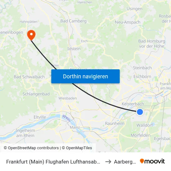 Frankfurt (Main) Flughafen Lufthansabasis to Aarbergen map