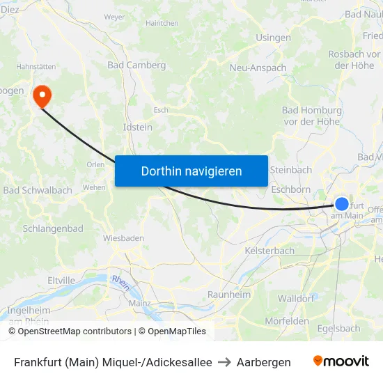 Frankfurt (Main) Miquel-/Adickesallee to Aarbergen map