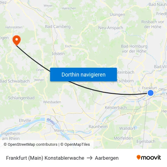 Frankfurt (Main) Konstablerwache to Aarbergen map