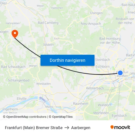 Frankfurt (Main) Bremer Straße to Aarbergen map