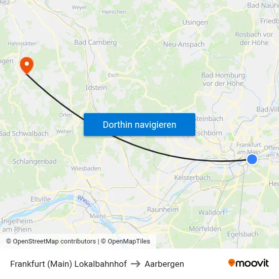 Frankfurt (Main) Lokalbahnhof to Aarbergen map