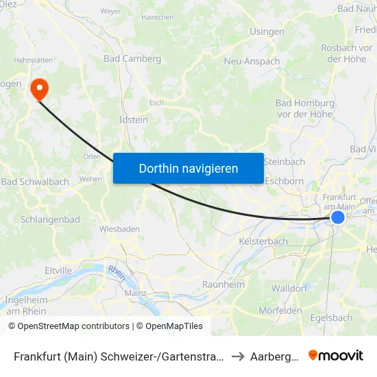 Frankfurt (Main) Schweizer-/Gartenstraße to Aarbergen map