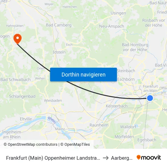 Frankfurt (Main) Oppenheimer Landstraße to Aarbergen map