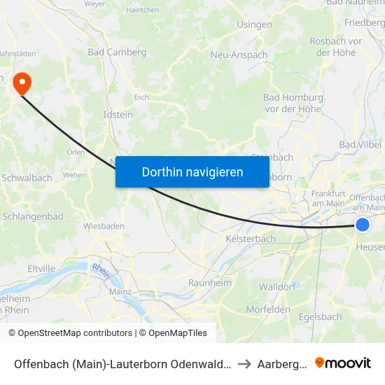 Offenbach (Main)-Lauterborn Odenwaldring to Aarbergen map